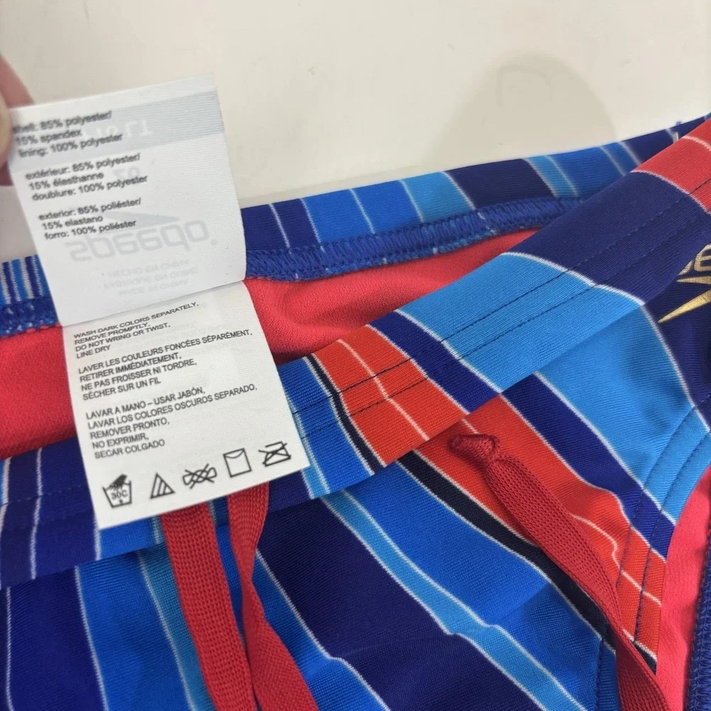 NWT Speedo Pro LT Competitive Swim Briefs Boys 26 / 10 Blue Stripe Racing